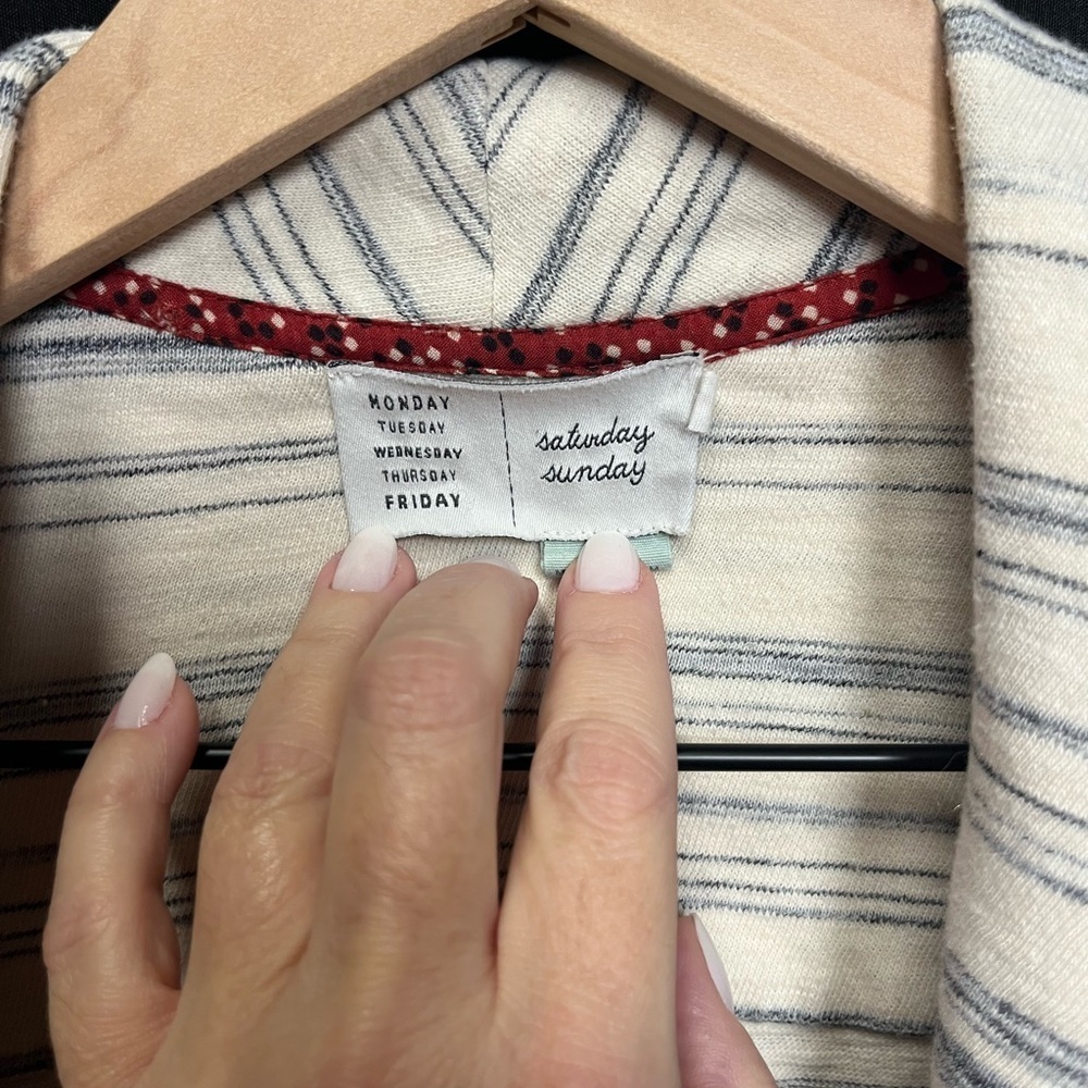 Saturday Sunday Anthropologie striped Cream and Gray Open Cardigan - Picture 9 of 9